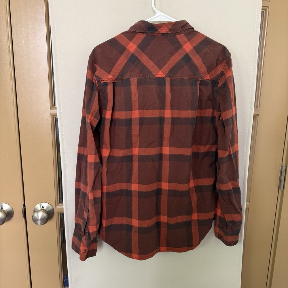Black Diamond Men's Medium Red Black Long Sleeve Button Up Shirt Collar Top - Picture 3 of 7
